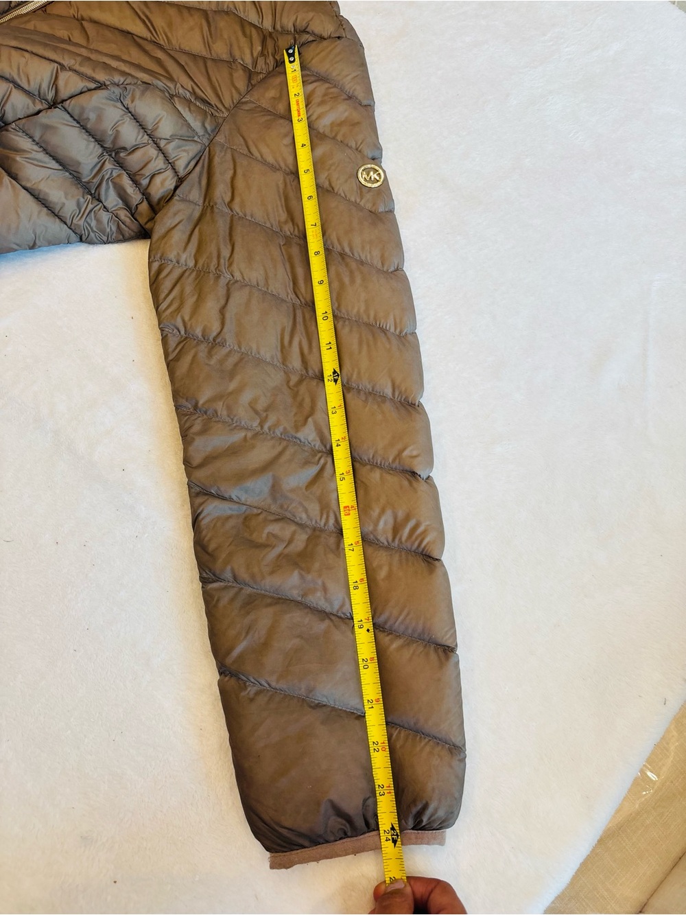 Michael Kors Packable Down Brown Quilted Hooded Puffer Jacket size Large - Picture 10 of 12